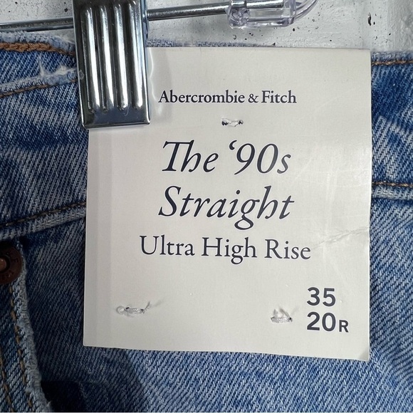 ABERCROMBIE & FITCH The 90’s Straight Ultra High Rise Distressed Jeans Size 20 - Picture 5 of 9
